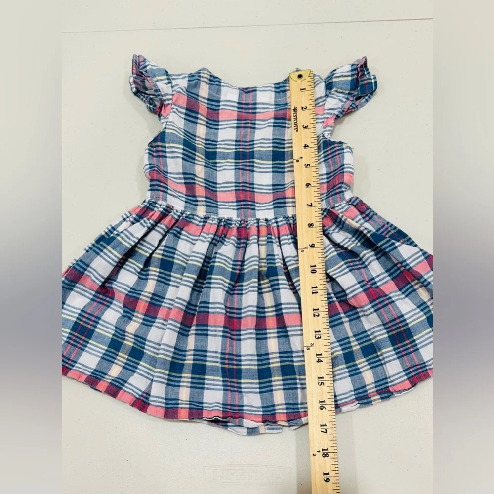 Ralph Lauren Plaid Button Down Kids Dress With Flutter  Cap Sleeve Size‎ 18M